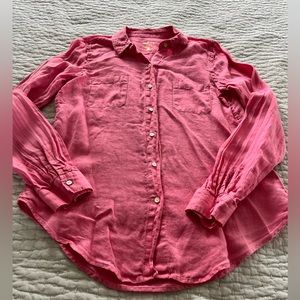 Lilly Pulitzer Pink Linen Button Up Shirt Size Small